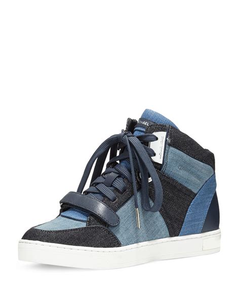 michael kors high top sneakers women's|michael kors denim sneakers.